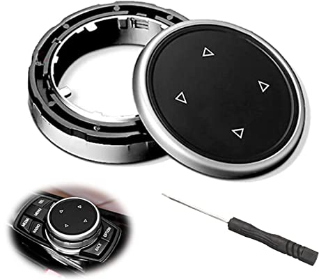 Auto Multimedia Knob Cover, Schwarz Multimedia Knopf Abdeckung, Multimedia Knopf Abdeckung(Mittel bis groß), Ersatz für B-M-W F10 F20 F30 7-Tasten IDrive(Pfeilmuster), Mit Schraubendreher