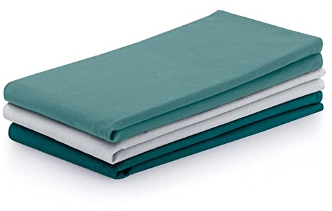 AmeliaHome 3er Set Geschirrtücher Baumwolle Küchentücher 50x70 cm Glatt Letty Weiß Türkis