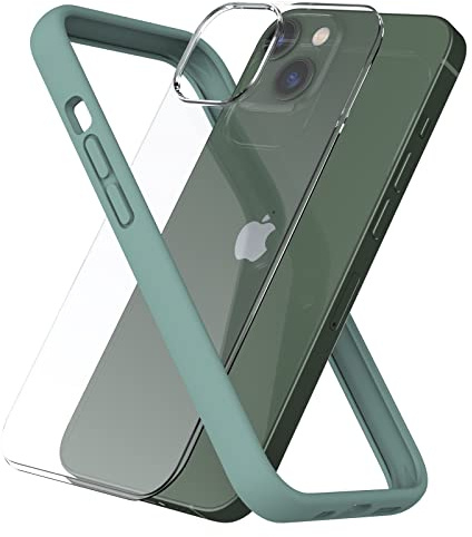ARSUNOVO Compatible with iPhone 13 Bumper Case 6.1 Inches, [Raised Edge Protection] [Anti-Fingerprint] Soft Slim Protective Frame Bumper Cover Case Comes with Hard PC Back Plate (Pine Green)