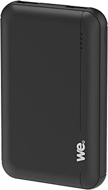 WE Mini Batterie Externe 5000 mAh, Powerbank Chargeur Portable 2 Ports USB Sortie 5V 2.1A, Indicateur LED de Niveau de la Batterie, Noire