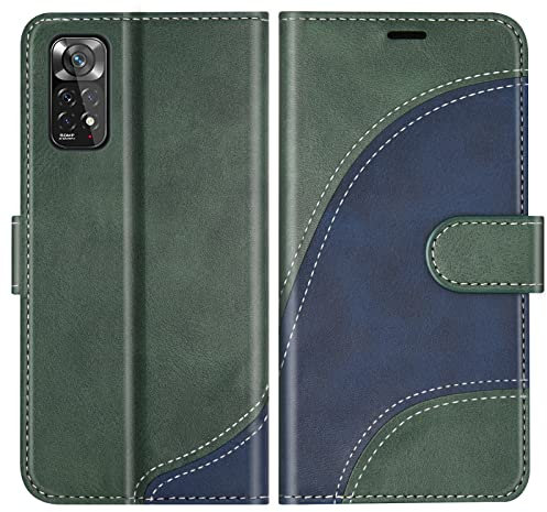 BoxTii Cover per Xiaomi Redmi Note 11 4G / Redmi Note 11S 4G, Custodia in PU Pelle Portafoglio per Xiaomi Redmi Note 11 4G / Redmi Note 11S 4G, Magnetica Cover a Libro con Slot per Schede, Verde