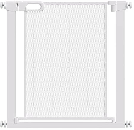 PawHut Pressure Fit Safety Gate for Doorways and Staircases, Dog Gate w/ Auto Closing Door, Pet Barrier for Hallways w/ Double Locking, Openings 75-82 cm - White