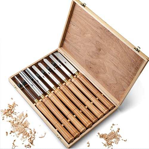 8 Stück Holz Drechselwerkzeug Schnitzwerkzeuge, Drechselmesser Set, Drechseleisen Drehmeißel, Drechsel-Werkzeuge Für Anfänger Und Hobby-Drechsler Für Das Drechseln Mit Drechselbank in Holzbox