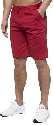 989Zé ENZO Mens Chino Shorts Cotton Regular Fit Summer Casual Smart Half Pants EZS429 RED 40