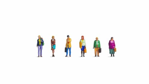 NOCH Reisende, 3D-gedruckte Figuren in Farbe, aus Kunststoff für Spurweite N ideal für Modelleisenbahn und Dioramen