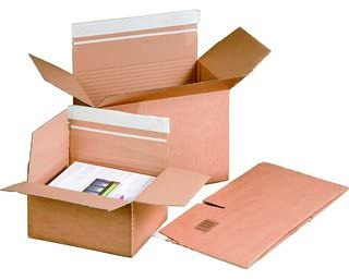 karton-billiger | Versandkarton mit Automatikboden Faltschachtel Versandschachtel Selbstklebend, braun, versch. Größen (20, A4-304x216x130-220mm)