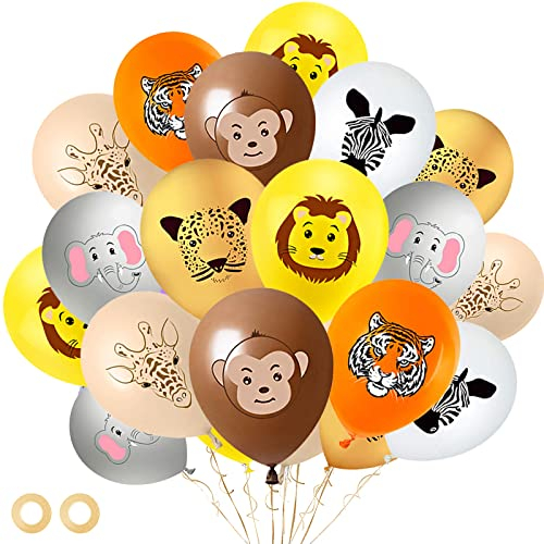 40 Stück Dschungel Luftballons, 12 Zoll Safari luftballon dschungel tiere geburtstagsdeko balloons, Tier Muster Latexballons zum Kinder Dschungel Geburtstag Party Dekoration