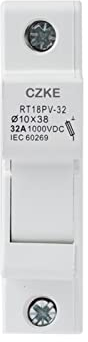 EZZON RT18PV Serie 35 mm Standard-Schienenverbindung für Sonnensystemschutz 1P DC 1000 V 1500 V Photovoltaik PV Sicherungshalter (Farbe: RT18PV-32, Größe: Sicherungshalter)
