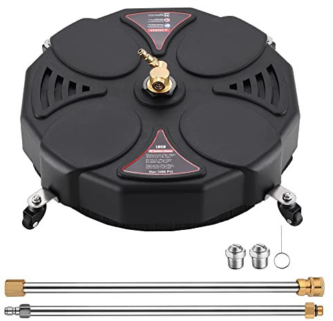 18 Pressure Washer Surface Cleaner Attachment - 3800 PSI Power Washer Surface Cleaner with 1/4 Quick-Connect, 2 Extension Wand for Cleaning Driveway, Sidewalk, Garden, Patio Surface Cleaner