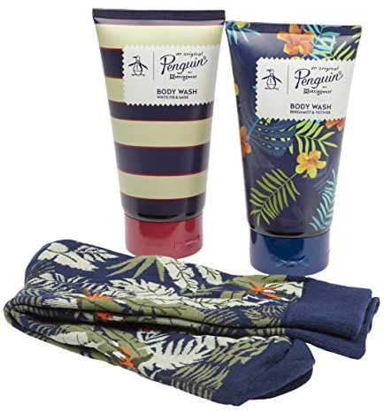 Coffret cadeau original pingouin : x2 gels douche 150 ml et chaussettes