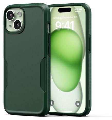 NTG【2023 New compatible for iPhone 15 Case, Heavy-Duty Tough Slim Shockproof [Military Grade Protection] Phone Case for iPhone 15 (6.1 Inch), Midnight Green