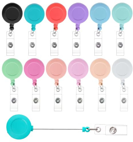 Swpeet 12PCS 12 Couleurs 24 pouces badge rétractable porte - badge avec 360 ° pivotant Crocodile clip combo Kit solide couleur couverture clip Holder pour infirmière, étudiant, enseignant carte