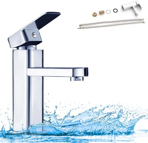 SUBTLETY Wasserhahn Bad Armatur Küche Waschtischarmatur Küchenarmatur Chrom Messing Spültisch mit Keramikventilkern Waschtisch Spültischarmatur Einhebelmischer für Waschbecken Badezimmer