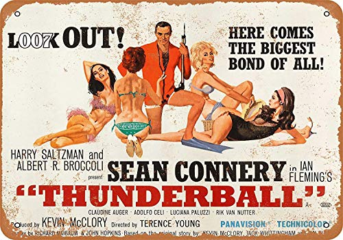 1965 James Bond Thunderball Retro-Blechschild aus Metall, 30,5 x 20,3 cm, Vintage-Kunst-Poster