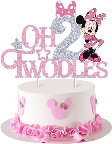 Kuchendekoration, Cartoon Kuchen Topper, 2 Geburtstag Tortendeko, Tortendeko Kindergeburtstag, Glitter Geburtstagsdeko Topper, Kuchen Deko Geburtstag, für Geburtstag Party Dekorations (A)