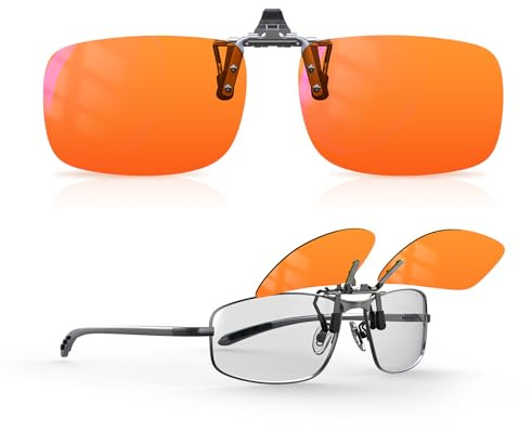 Goiteia 100% Blaulichtblockierende Clip-On-Brille | Computer und Gaming Clip On Brillen für besseren Schlaf in der Nacht, gegen Augenbelastung