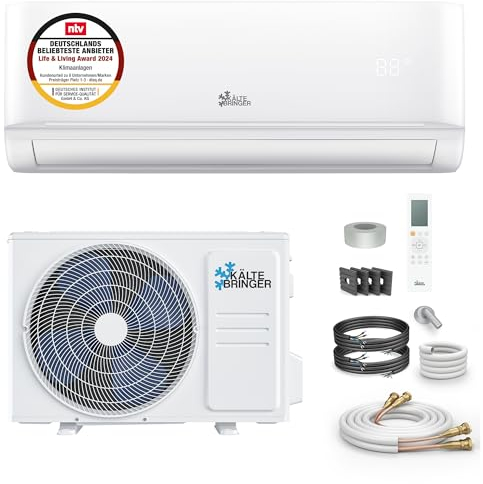 Kältebringer Split Klimaanlage Quick Connect - 12000 BTU (3,5 kW) - Klimagerät mit Heizfunktion, WiFi & App, bis 55qm, sehr leise - 5m Kupferleitung, Kältemittel R32, Montagematerial