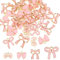 JIEYAO Emaille Schleifen Anhänger, 40 Stück Emaille Bowknot Charms Anhänger Set 4Stil Rosa Niedliche Anhänger Bulk Goldene Legierung Charm für Frauen Halskette Ohrring Armband Diy Basteln