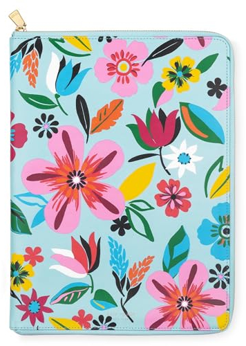 kate spade new york Kunstleder-Notizblock, Reißverschluss, mit Innentasche, Reißverschluss und Stiftschlaufe, 33,7 x 24,1 cm, Safari-Blumenmuster