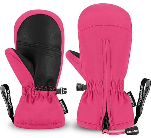 Andake Kinderhandschuhe,Warme Winterhandschuhe Wasserdicht Winddicht Handschuhe für Skifahren, Spielen, Outdoor-Aktivitäten, Jungen und Mädchen (Rosa-kurz,XXXXS(ca.1-2 Jahre)