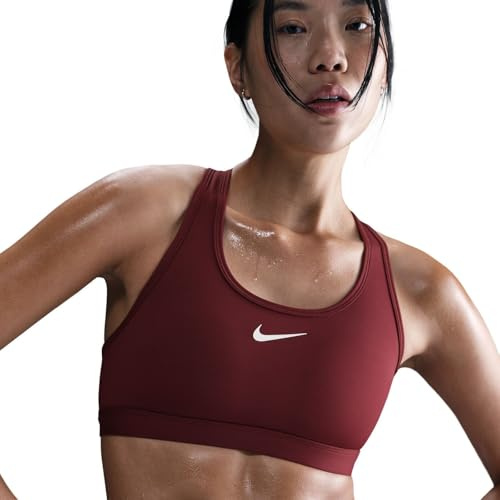 Nike Damen W Nk Swsh Med Sport-BH, Dark Team Red/White, S