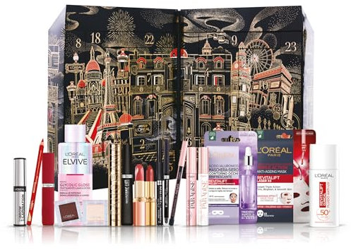 L'Oréal Paris, Adventskalender 24 Tage 2024, 24 ikonische Produkte für Make-Up, Gesichts- und Haarpflege, Für ein einzigartiges Weihnachten voller Überraschungen