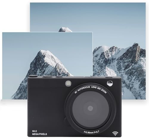 D7 4K Digital Kamera für Fotografie, 64-MP-Autofokus-CCD-Kompaktkamera, 16X Zoom Vlogging-Kamera, 3-Zoll-Bildschirm, 80 Retro-Filter Effekte Wiederauf Ladbare Point-Shoot-Digital