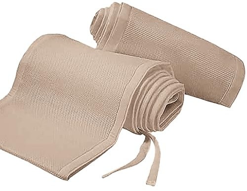 Bettumrandung Babybett, Umrandungen Breathable Netzgewebe Umrandungen,Netzfutter für Kinderbetten Kantenschutz Verstellbar,Abnehmbar Kollisionsschutz (Khaki, One Size)