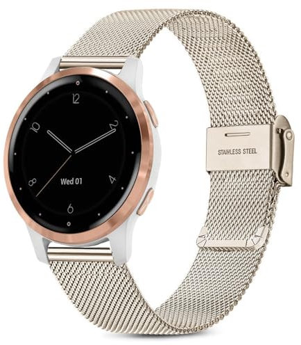 Issinlky Armband für Garmin Vivoactive 4S/Venu 2S/Venu 3S/Vivomove 3S, 18 mm Edelstahl Metall Armband für Fossil Damen Gen 6/5E/Q Venture HR Gen 4/3