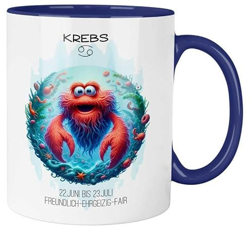 MeLifestyle Kaffeetasse Tasse Becher Sternzeichen Krebs | Keramik 330ml | Geschenk, Freund, Freundin, Kollege, Kollegin, Bürotasse, Astrologie