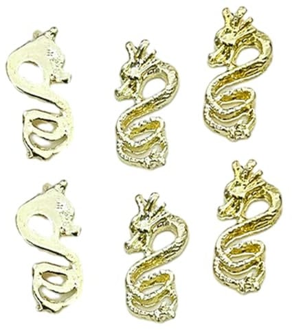 6pcs Fashionable Snake Dragon Metal Decorations For Nails Art Manicure