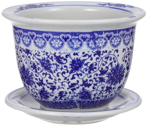 Toddmomy Blue And White Porcelain Planter Pot with Saucer Ceramic Succulent Pots Small Succulent with Drainage Hole for Vintage Blue