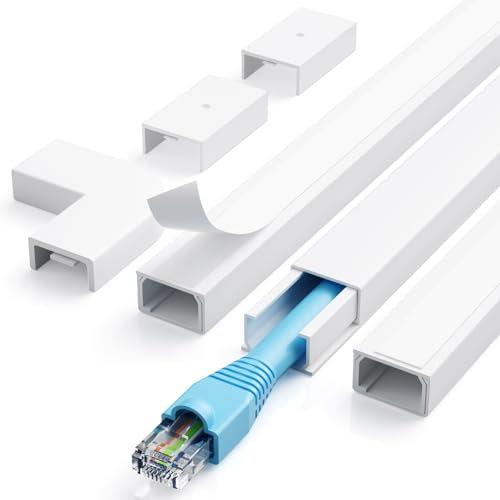 Einschnur Kabelkanal, 1.2M Selbstklebend Weiss Mini, Lackierbarer zum Verstecken eines Netzkabels, Lautsprecherkabels oder TV-Kabels zu Hause oder im Büro - 3X L400mm, B15mm, H10mm