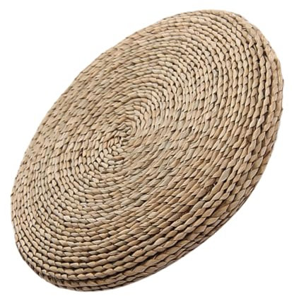 RORPOIR Runder Handgewebter Stroh Sitzkissen 45x45cm Perfekte Meditationsmatte Und Tatami Kissen Hellbraun Ideal Für Yoga Und Entspannung Handgemacht Aus Natürlichen Materialien