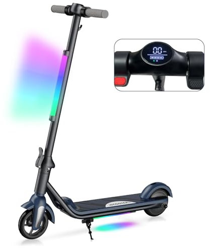 E-RIDES E Scooter Kinder, 6'' Faltbarer E Scooter für Kinder 6-12 Jahren, LED Display, 12 km/h, Reichweite bis zu 8 km – Geschenk für Kinder und Jugendliche (Grau)