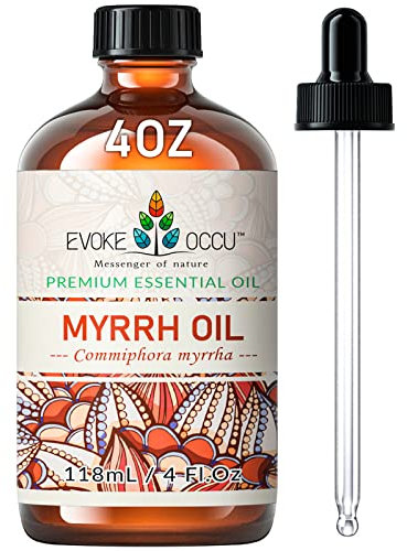 EVOKE OCCU Olio Essenziale di Mirra 118ml, Puro per Cura Della Pelle, Massaggio, Diffusore, Rilassamento