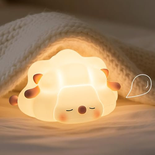 One bird (Sleeping Sheep Night Light-Pink) Cute Night Light for Kids - Food - Grade Silicone, Type - C Charging, Modes Switchable by Kneading - Ideal for Babies' & Children's Rooms
