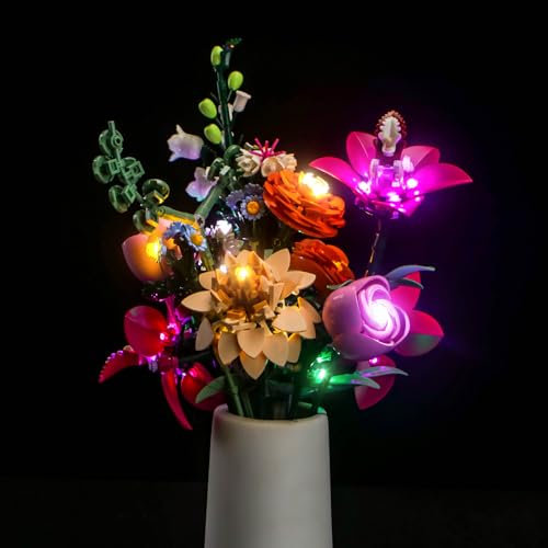Kit d'éclairage compatible avec Lego 10342, motif joli bouquet de fleurs roses collection botanique (sans modèle)