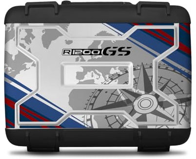 Az Graphishop Adesivi Valigie Per Modello Vario Compatibile con Bmw R 1200 GS 2006-2012 Protezione dai Graffi VV1-002-NWS (30th Anniversary White, Destra + Sinistra + Top Case)