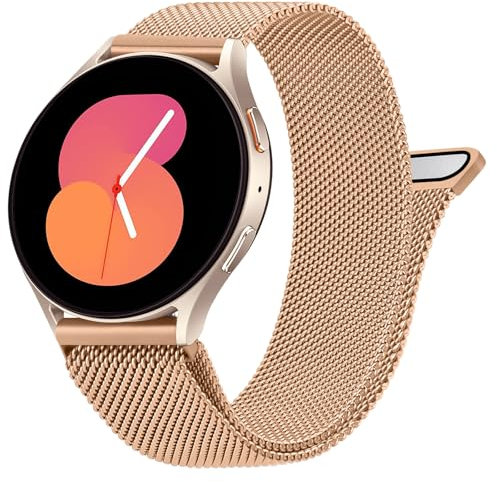 Mugust Armband kompatibel für Samsung Watch 4 40mm/ 4 44mm Armband, Edelstahl Mesh Metall Ersatzarmband für Samsung Watch 4 Classic 46mm 42mm für Damen und Herren (Roségold)