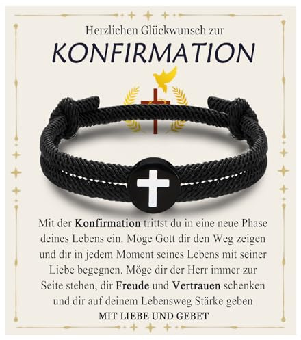 EYQV Konfirmation Geschenke Junge, Konfirmationsgeschenk für Jungen, Konfirmation Kreuz Armband für Jungs, Besondere Geschenkidee zur Konfirmation für Sohn Bruder Patensohn Neffe Enkel von Mama Papa