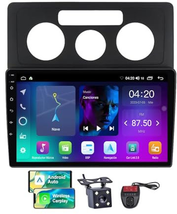Radio para coche Android 13 con Carplay y Android Auto para Volkswagen Caddy 3 2004-2010 pantalla táctil de 10 pulgadas estéreo Wi-Fi 4G BT controles en el volante multimedia FM RDS DAB+/DSP (NF-1)