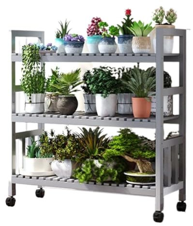 ASHILD Pflanzenständer, langlebiges Leiterregal, modernes, kreatives Pflanzenregal, Pflanzenhalter für den Innenbereich, Bambus-Präsentationsregal, rustikaler Blumenhalterständer für Terrasse, Wohn