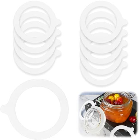Silikon Ersatz Dichtungen, 10 Stück Gummiringe für Weckgläser, 70x95 mm Dichtringe für Einweckgläser Weiß Silikondichtung für Einmachgläser, für Normale Weithalsgläser Einmachglasdeckel