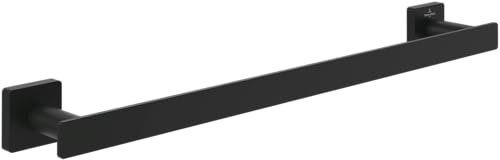 Villeroy & Boch Elements - Striking Handtuchhalter, Handtuchhalter Bad für Wandmontage, Handtuchstange aus Messing, Badetuchhalter eckig, Länge 495 mm, Matt Black