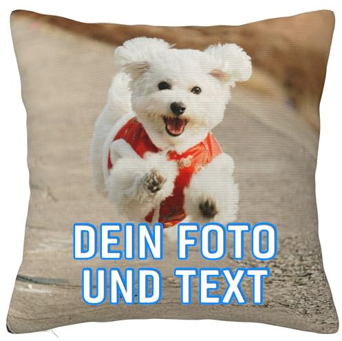 Kissen mit Foto Bedrucken Lassen,Customise with Any Text and Photo,Double-Sided Prints Cushion covers Gift for Birthday,Mothers day,Fathers Day & Wedding presents,Mehrere Größen, ohne Kissenfüllung