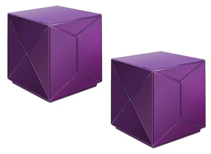 meineWunschleuchte Würfel Beistelltisch 2er Set mit lifafarbenem Spiegelglas, Höhe 40cm