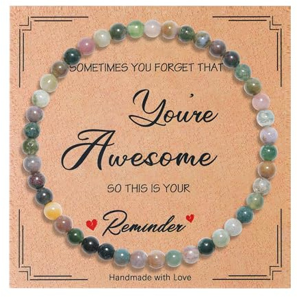 QINJIEJIE 4/6mm Naturstein Armband aus Echten Edelsteinen Heilstein Perlenarmband Armband für Damen und Herren, Stretch Perlenarmband Elegantes Geschenk für Mutter Frauen Freundin Tochter Schwester