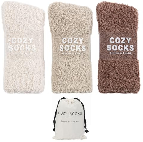 COZYOFFI Cozy Socks for Women Gifts: 3 Pairs Luxe Cloud Fuzzy Socks