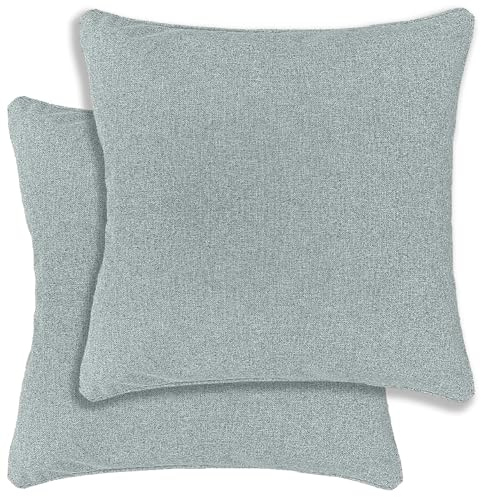 Enhanced Living Austin/Dallas Cushion Cover Pair Blue Pink 43x43cm | Textured Linen Look Cushion Covers Piped Edge, Double-Sided, Zip Opening, Covers Only, No Inserts